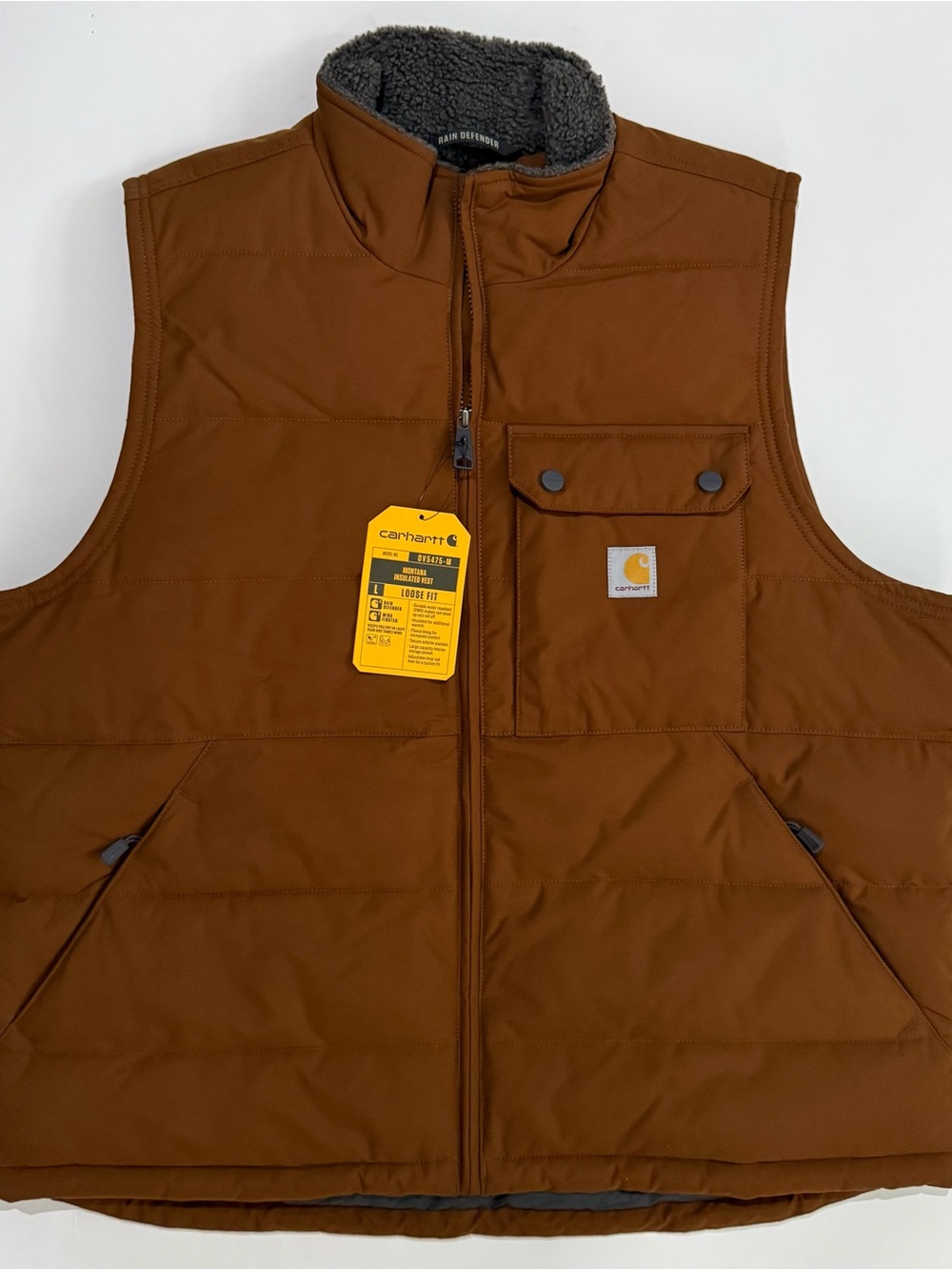Carhartt Montana Vest Men’s L Brown Insulated Rain Defender Full Zip NWT loose